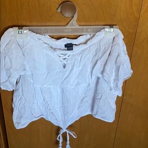American Eagle White Off Shoulder Crop Top
